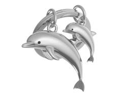 METALMORPHOSE MTM145-06 Schlüsselanhänger, Delfin & Baby, silberfarben, Einheitsgröße, Silber, Taille unique von O meta[l]morphose