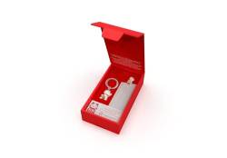 Metalmorphose – Geschenkbox Schlüsselanhänger und Lesezeichen Katze Glücksbringer, weiß/rot, one size von O meta[l]morphose
