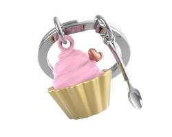 O meta[l]morphose METALMORPHOSE Schlüsselanhänger Cupcake Erdbeere – Geschenk für Herren, Geschenk für Damen, Rosa, one size von O meta[l]morphose