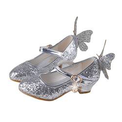 O&N Mädchen Prinzessin Kunstlederschuhe Tanzschuhe Sandalette Stöckelschuhe mit Schmetterling Design von O&N