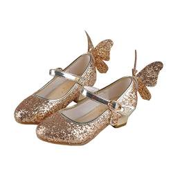 O&N Mädchen Prinzessin Kunstlederschuhe Tanzschuhe Sandalette Stöckelschuhe mit Schmetterling Design von O&N