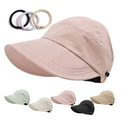 OADAA Outdoor UV Protection Hollow Top Sun Hat, Women's Large Brim Uv Protection Empty Top Sun Hat Wide Hat, 1Pc Pink von OADAA