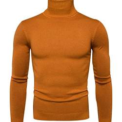 OADOBKICE Herren Rundhals Pullover Herren Casual Pullover Schal Kragen Pullover Mode Slim Knit Herren Pullover Oversize Pullover Einfarbig Zwei-Revers Plus Size Pullover Strick Pullover Gelb XL von OADOBKICE