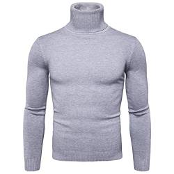 OADOBKICE Herren Rundhals Pullover Herren Casual Pullover Schal Kragen Pullover Mode Slim Knit Herren Pullover Oversize Pullover Einfarbig Zwei-Revers Plus Size Pullover Strick Pullover Hell Grau XL von OADOBKICE