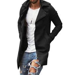 OADOBKICE Sweatshirt Jacke Herren Baggy Herrenjacke Windjacke Loose Windbreaker Basic Coat Plus Size Jacke Herren Warme Jacke Outdoorjacke Mit Tasche Regular Windbreaker Warme Jacke Herren Schwarz L von OADOBKICE