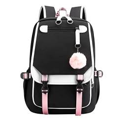 Schulrucksack Süßer Schulrucksack Ultraleichter Freizeitrucksack Männer Frauen Wasserabweisender Tagesrucksack Rucksack Schule Wandern Camping Reisen Leichter Outdoor Schwarz-Weiß-Vibrato 3 M von OADOBKICE