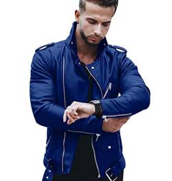 Winterjacke Herren Winddichte Jacke Herren Stehkragenjacke Schnell Trocknende Jacke Atmungsaktiver Strapazierfähiger Mantel Sportjacke Kunstlederjacke Plus Größe Jacke Wasserdichte Navy Blau M von OADOBKICE