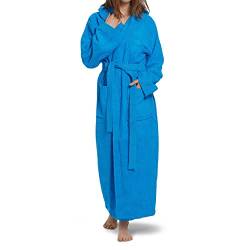 OAHOO Damen und Herren Frottee Bademantel mit Kapuze (1 Stück) Extra-langer Schnitt - Dresden Blue XL von OAHOO