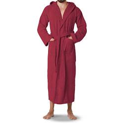 OAHOO Damen und Herren Frottee Bademantel mit Kapuze (1 Stück) Extra-langer Schnitt - Jester Red L von OAHOO