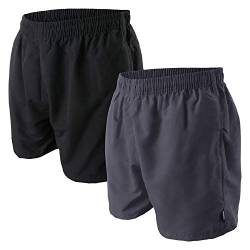 OAHOO Herren Badeshorts (2 Stück) Badehose mit Mesh-Futter und Taschen - Anthrazit-Schwarz XXL von OAHOO