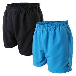 OAHOO Herren Badeshorts (2 Stück) Badehose mit Mesh-Futter und Taschen - Blau-Schwarz XXL von OAHOO