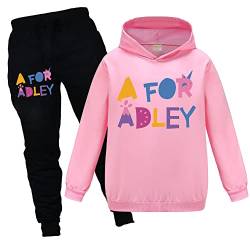 OAIXIUR Adley Merch Outfit Fashion Hoodies & Hose 2 Stück Sportbekleidung für Jungen Mädchen, hellrosa, 9-10 Jahre von OAIXIUR