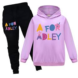 OAIXIUR Adley Merch Outfit Mode Hoodies & Hosen 2pcs Sportbekleidung für Jungen Mädchen, violett, 7-8 Jahre von OAIXIUR