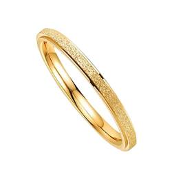 OAKKY Damen 2MM Schrubben Hochzeit Band Ringe Edelstahl Gold Größe 54 (17.2) von OAKKY