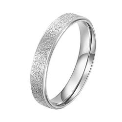 OAKKY Damen 4MM Schrubben Hochzeit Band Ringe Edelstahl Silber Größe 60 (19.1) von OAKKY