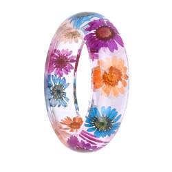 OAKKY Damen Personalisierte Epoxidharz gepresste Blume Manschette Armreif Armbänder einfachen Schmuck Stil D von OAKKY