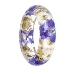 OAKKY Damen Personalisierte Epoxidharz gepresste Blume Manschette Armreif Armbänder einfachen Schmuck Stil H von OAKKY
