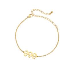 OAKKY Engel Zahlen Armbänder für Damen Minimalistisches Edelstahl Verstellbares Kettenarmband Gold 999 von OAKKY