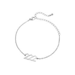 OAKKY Engel Zahlen Armbänder für Damen Minimalistisches Edelstahl Verstellbares Kettenarmband Silber 222 von OAKKY