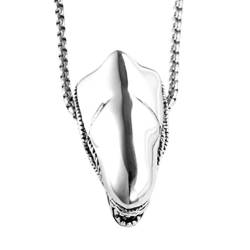 OAKKY Herren Edelstahl 316l Einzelne Hyperbolische Alien Kopf Halskette Silber von OAKKY