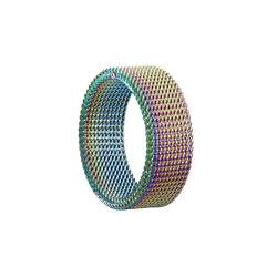 OAKKY Herren Edelstahl Hip Hop Masche Ring Komfort-Passform Finger Band für Hochzeit Regenbogen Größe 54 (17.2) von OAKKY