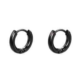 OAKKY Huggie Hoop Ohrringe für Frauen Männer Edelstahl Knorpel Piercing Scharnier Ohrringe Schwarz Durchmesser 11mm von OAKKY