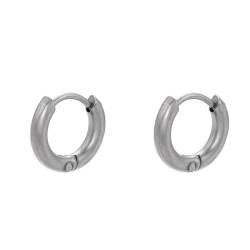 OAKKY Huggie Hoop Ohrringe für Frauen Männer Edelstahl Knorpel Piercing Scharnier Ohrringe Silber Durchmesser 11mm von OAKKY