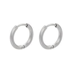 OAKKY Huggie Hoop Ohrringe für Frauen Männer Edelstahl Knorpel Piercing Scharnier Ohrringe Silber Durchmesser 14mm von OAKKY