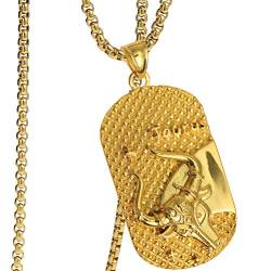 OAKKY Jahrgang Herren Hip Hop Zwölf Sternbilder Horoskop Tierkreis Zeichen Hund Etikett Anhänger Halsketten Edelstahl Gold Stier 21.6" Ketten von OAKKY