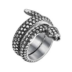 OAKKY Männer Edelstahl Jahrgang Gotik Schlange Biker Ring für Cocktail Party Silber Größe 57 (18.1) von OAKKY