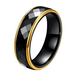 OAKKY Unisex 6mm Neuheit Facettenreich Weiß und Schwarz Rhombischer Schliff 2 Farben Ring Keramik Paar Ehering Vergoldet Schwarz Größe 62 (19.7) von OAKKY