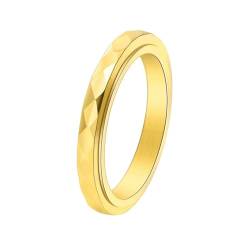 OAKKY Unisex Drehbare Angst Edelstahl Ringe Rhombus Cut Design Kuppel Ring Gold Größe 68 (21.6) von OAKKY