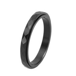 OAKKY Unisex Drehbare Angst Edelstahl Ringe Rhombus Cut Design Kuppel Ring Schwarz Größe 62 (19.7) von OAKKY