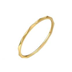 OAKKY Unisex Einfacher Zierlicher Hip Hop 1mm Dünner Stapelbarer Rautenschliff Facettenreicher Ring Edelstahl Ehering Gold Größe 52 (16.6) von OAKKY