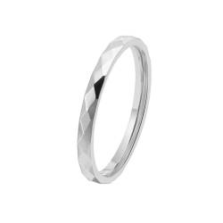 OAKKY Unisex Persönlichkeit Cool Hip Hop 2mm Dünner Stapelbarer Rautenschliff Facettenreicher Bikerring Edelstahl Ehering Silber Größe 52 (16.6) von OAKKY