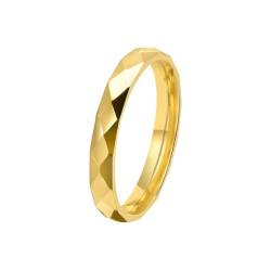 OAKKY Unisex Persönlichkeit Cool Hip Hop 3mm Dünner Stapelbarer Rautenschliff Facettenreicher Bikerring Edelstahl Ehering Gold Größe 50 (15.9) von OAKKY