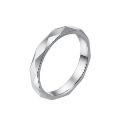 OAKKY Unisex Retro Persönlichkeit Cool Hip Hop 4mm Dünn Stapelbar Rautenschliff Facetten-Bikerring Edelstahl Komfort-Passform Silber Größe 68 (21.6) von OAKKY