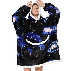 OAMENXI Übergroße Hoodie Sweatshirt Decke Kapuzenpullover für Erwachsene Super Weiche Gemütliche Warme Komfortable Riesen-Hoodie mit Taschen-Decke Unisex (Universe) von OAMENXI
