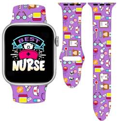Nurse Gifts Uhrenarmbänder, kompatibel mit Apple Watch, 38 mm, 40 mm, 41 mm, 42 mm, 44 mm, 45 mm, 49 mm, für Damen und Herren, verstellbares weiches Silikon-Ersatz-Smartwatch-Armband für iWatch Serie von OANGOHW