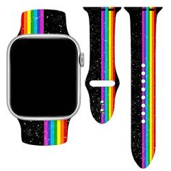 Rainbow Pride Lgbt Uhrenarmbänder, kompatibel mit Apple Watch, 38 mm, 40 mm, 41 mm, für Damen und Herren, weiches Silikon, Ersatz-Smartwatch-Armband für iWatch Serie 9, 8, 7, 6, 5, 4, 3, 2, 1, SE38 mm von OANGOHW
