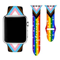 Rainbow Pride Lgbtq Uhrenarmbänder, kompatibel mit Apple Watch, 38 mm, 40 mm, 41 mm, 42 mm, 44 mm, 45 mm, 49 mm, für Damen und Herren, weiches Silikon, Ersatz-Smartwatch-Armband für iWatch Serie 9, 8, von OANGOHW