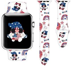 Uhrenarmband mit amerikanischer patriotischer Flagge, kompatibel mit Apple Watch, 38 mm, 40 mm, 41 mm, 42 mm, 44 mm, 45 mm, 49 mm, für Damen und Herren, weiches Silikon, Ersatz-Smartwatch-Armband für von OANGOHW