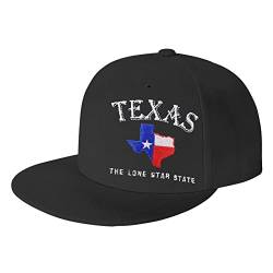 OASCUVER Texas Lone Star State Snapback Hat Texas State Flag Map Embroidered Flat Bill Baseball Cap, Stickerei Schwarz, Einheitsgröße von OASCUVER