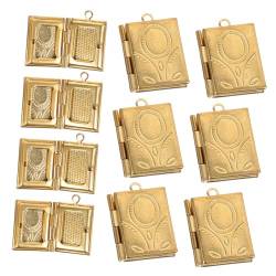 OATIPHO 10 Stück Kupfer Medaillon Anhänger Mit Buch Fotobox Für Die Schmuckherstellung von OATIPHO