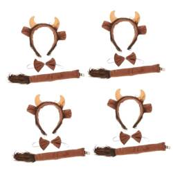 OATIPHO 4 Sätze Ochsentier-Kopfschmuck kinder stirnband stirnbänder kinder Kleidung Kuhohren-Stirnband für Party Stirnband mit Kuhohren Halloween Requisiten schmücken 3-teiliges Set Vieh von OATIPHO