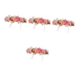 OATIPHO 4 Stück Kranz Haarschmuck Blumenkronen Stirnband Für Blumenstirnband Blumenhaarkranz Für Frauen Haarblumen Feenkopfschmuck Blüte Fräulein Polyester Europäisch Und Amerikanisch von OATIPHO