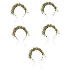 OATIPHO 5st Atem Girlande Des Babys Blumenmädchen-kopfschmuck Haargummi Blumengirlande Stirnband Stirnbänder Für Frauen Blumenkrone Haarband Einstellbar Plastik Blumenkopfschmuck Damen von OATIPHO