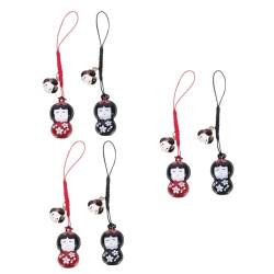 OATIPHO 6 STK Puppenglocken Im Japanischen Stil Schlüsselbund Schlüsselanhänger Schlüsseldekor Im Japanischen Stil Entzückender Japanischer Marionettenanhänger Karikatur Senfkörner Seidig von OATIPHO
