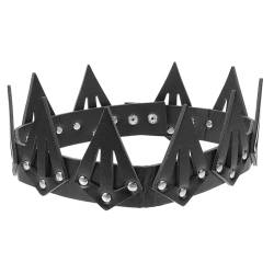 OATIPHO Schwarze Gothic-Krone Aus Leder Königskrone Königin-Tiara Halloween-Kostüme Kopfbedeckung Für Abschlussball Geburtstag Halloween Cosplay-Party von OATIPHO