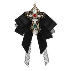 OATIPHO Spitzen-Fliege-Brosche Vorgebundenes Krawatten-Brosche Modische Barock-Perlenbrosche Für Damen Und Mädchen von OATIPHO